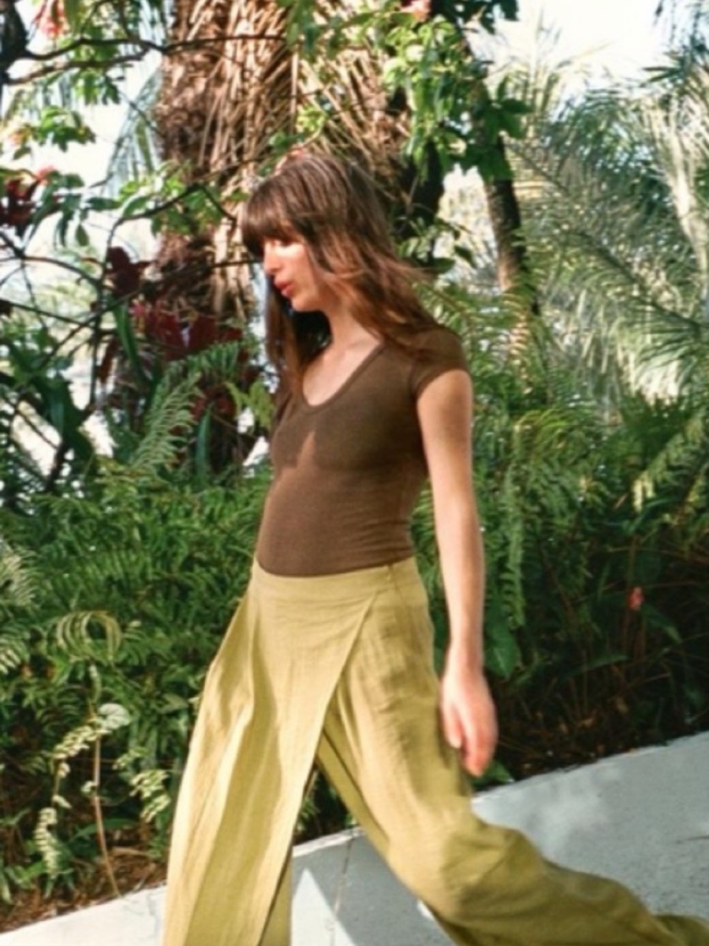 NWT ZARA Olive Green Wrap Front Wide Leg Pants M